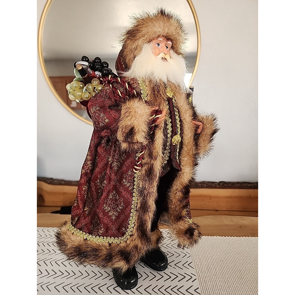 17 ” Old World Style Santa With Wine Bottles Christmas